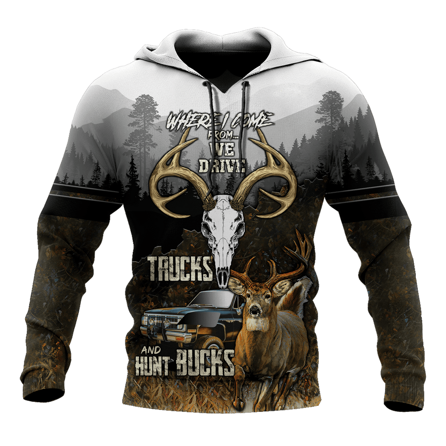 Hunting Bucks Driving Trucks 3D All Over Print Hoodie AM092058