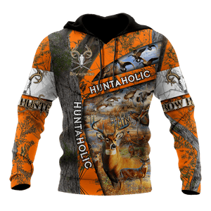 Huntaholic Camo Over Printed Unisex Deluxe Hoodie ML