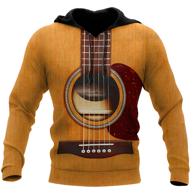 Wooden Guitar 3D All Over Printes-Apparel-HP Arts-Hoodie-S-Vibe Cosy™