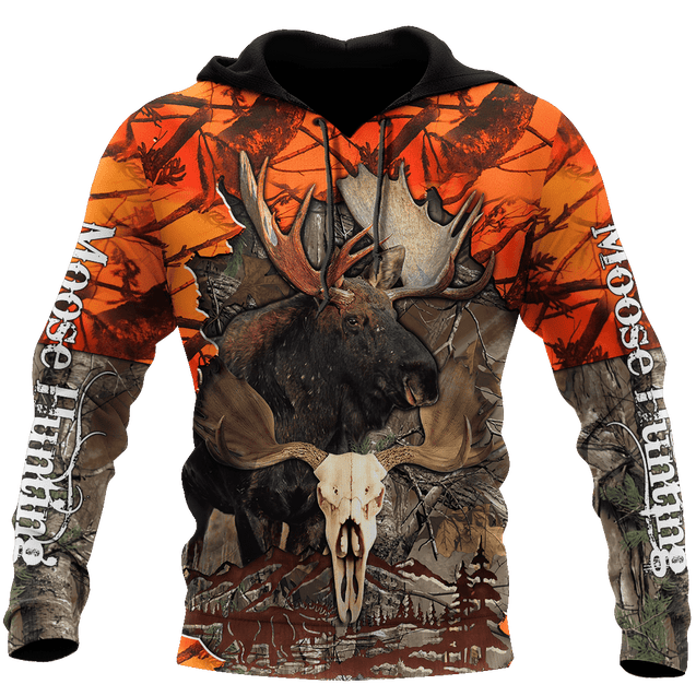 Hunting Moose Orange Camo 3D All Over Print Hoodie AM092025