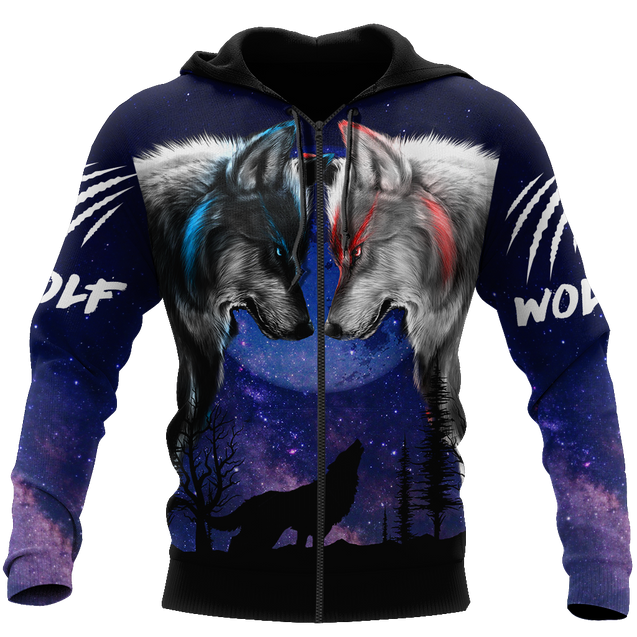 Wolf 3D All Over Printed Shirts For Men and Women AM260402-Apparel-TT-Zipped Hoodie-S-Vibe Cosy™