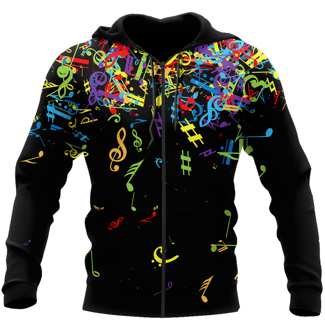 Colorful Music Notes 3D All Over Printes-Apparel-HP Arts-Zipped Hoodie-S-Vibe Cosy™