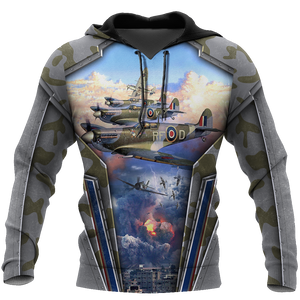 Air Force Aircraft Supermarine Spitfire 3D All Over Printed Shirts for Men and Women AM160102-Apparel-TT-Hoodie-S-Vibe Cosy™