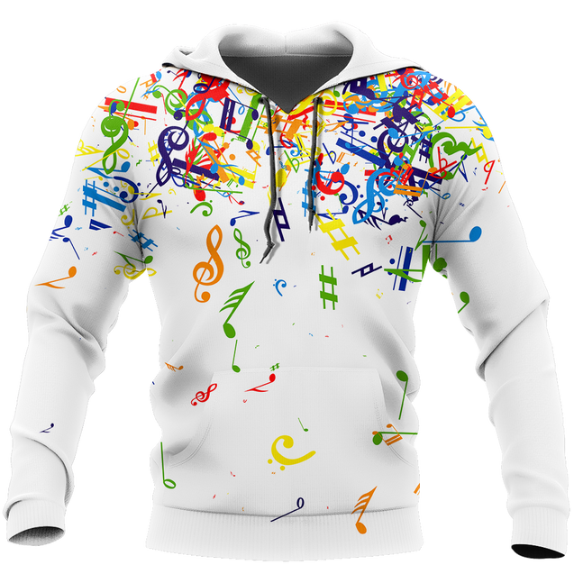 Colorful Music Notes White Version 3D All Over Printes-Apparel-HP Arts-Hoodie-S-Vibe Cosy™