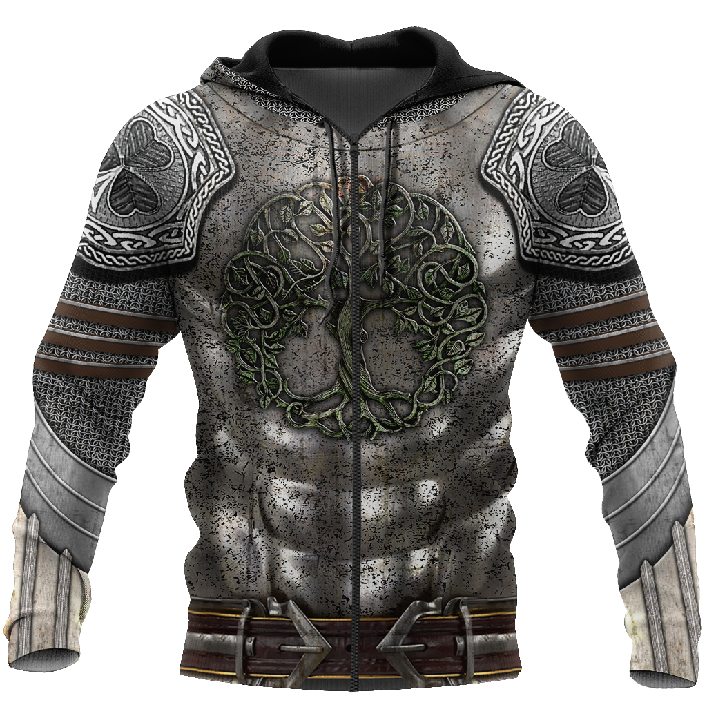 Irish Armor Warrior Knight Chainmail 3D All Over Printed Shirts For Men and Women AM260201-Apparel-TT-Zipped Hoodie-S-Vibe Cosy™