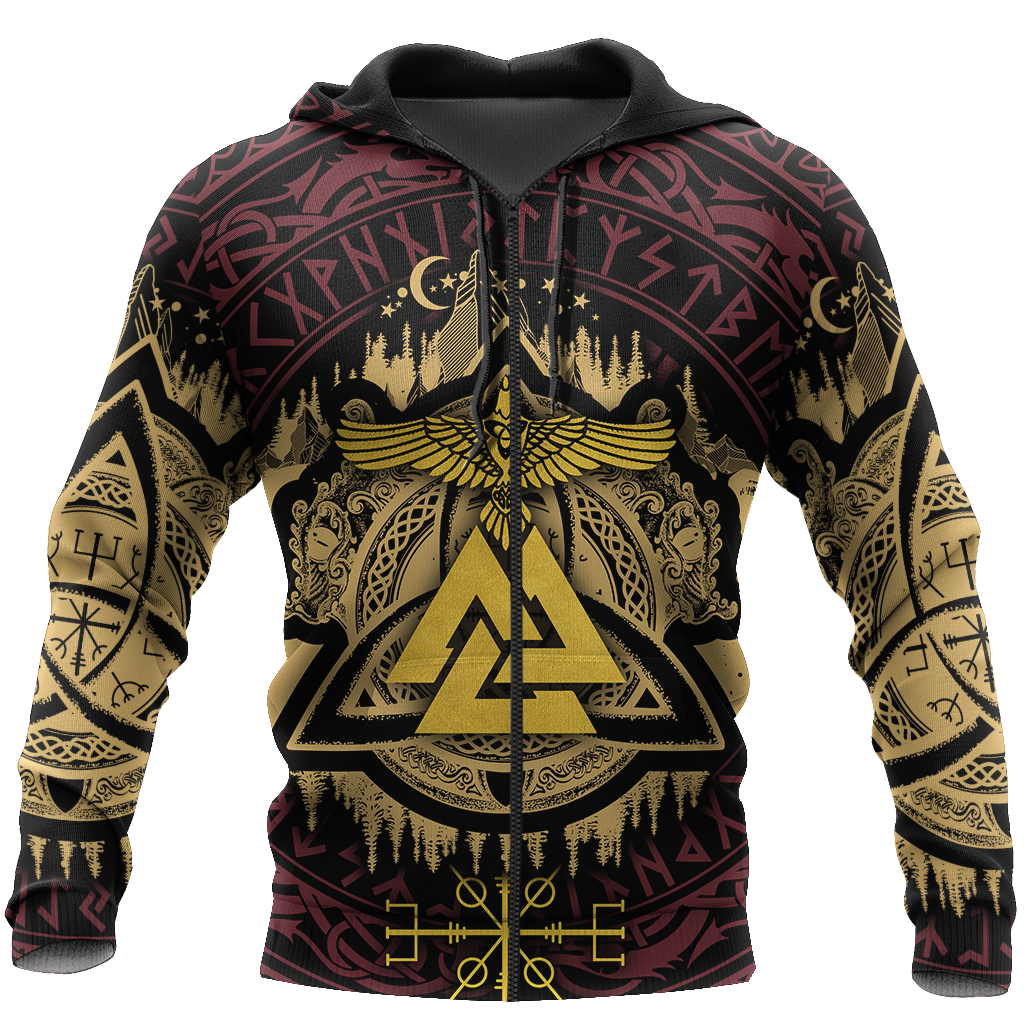 Valknut Viking All Over-ALL OVER PRINT HOODIES-HP Arts-Zipped-S-Vibe Cosy™