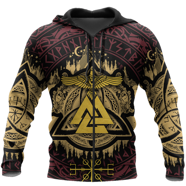 Valknut Viking All Over-ALL OVER PRINT HOODIES-HP Arts-Zipped-S-Vibe Cosy™