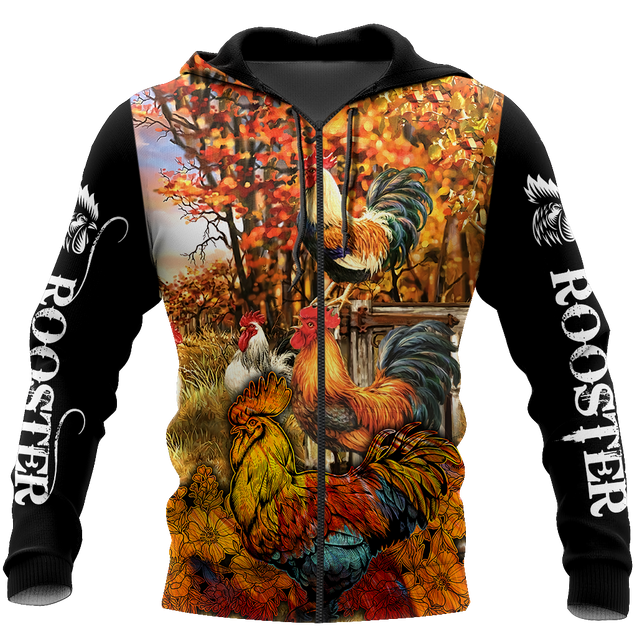 Rooster 3D All Over Printed Shirts for Men and Women AM030106-Apparel-TT-Zipped Hoodie-S-Vibe Cosy™