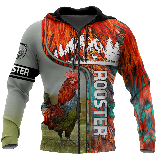 Rooster 3D All Over Printed Shirts for Men and Women AM030103-Apparel-TT-Zipped Hoodie-S-Vibe Cosy™