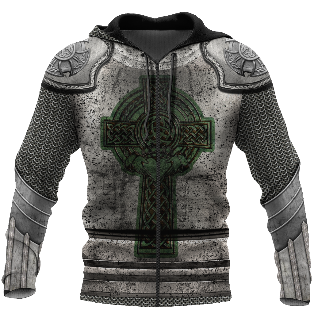 Irish Armor Knight Warrior Chainmail 3D All Over Printed Shirts For Men and Women AM280201-Apparel-TT-Zipped Hoodie-S-Vibe Cosy™