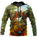 Rooster 3D All Over Printed Shirts for Men and Women AM030105-Apparel-TT-Zipped Hoodie-S-Vibe Cosy™