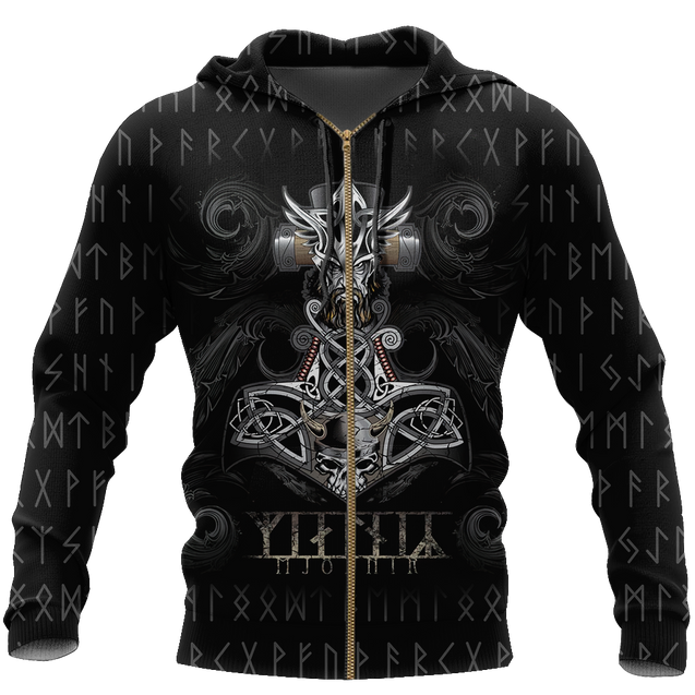 Viking Hoodie Mjolnir-Apparel-HP Arts-ZIPPED HOODIE-S-Vibe Cosy™