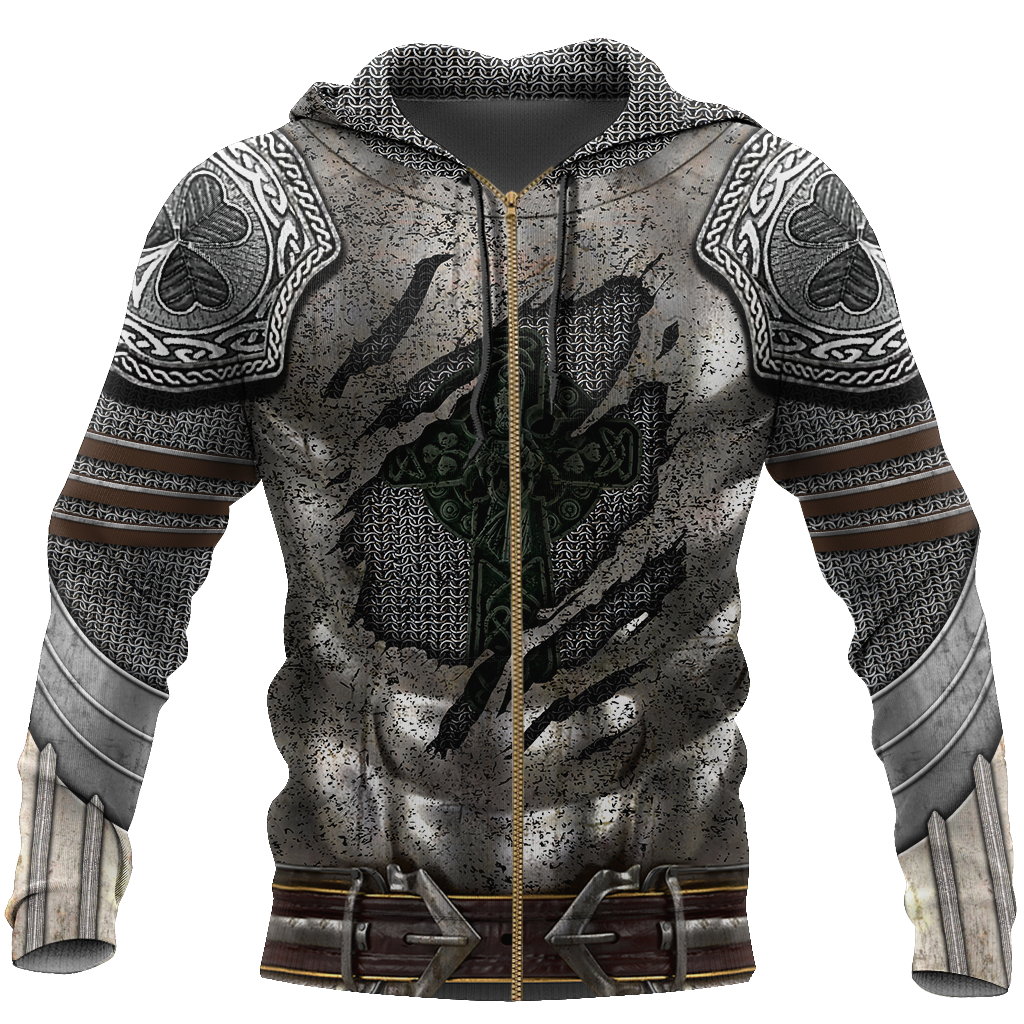Irish Armor Knight Warrior Chainmail 3D All Over Printed Shirts For Men and Women AM050302-Apparel-TT-Zipped Hoodie-S-Vibe Cosy™