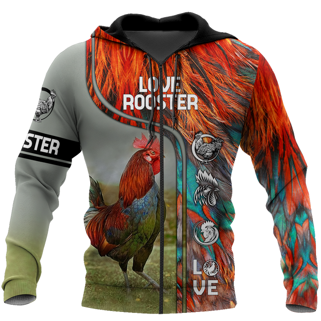 Rooster 3D All Over Printed Shirts for Men and Women AM030101-Apparel-TT-Zipped Hoodie-S-Vibe Cosy™