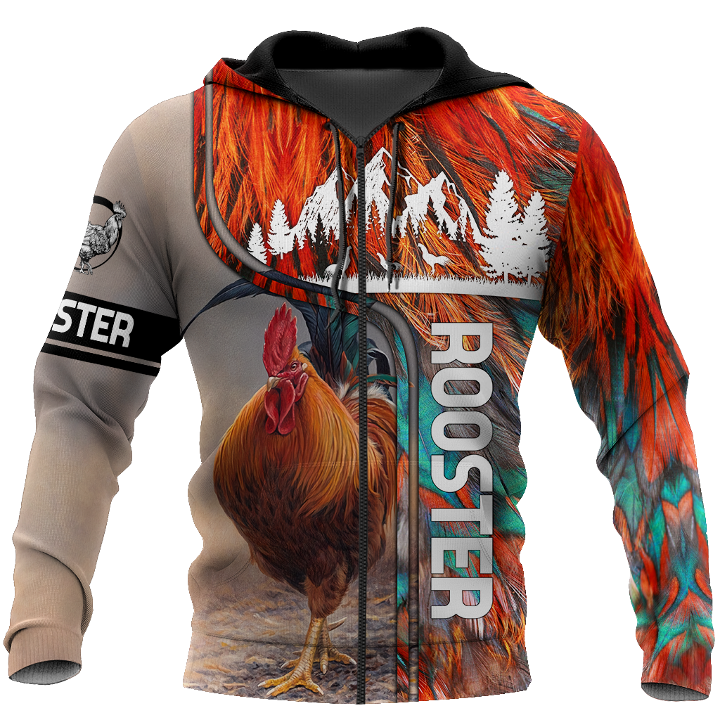 Rooster 3D All Over Printed Shirts for Men and Women AM030102-Apparel-TT-Zipped Hoodie-S-Vibe Cosy™