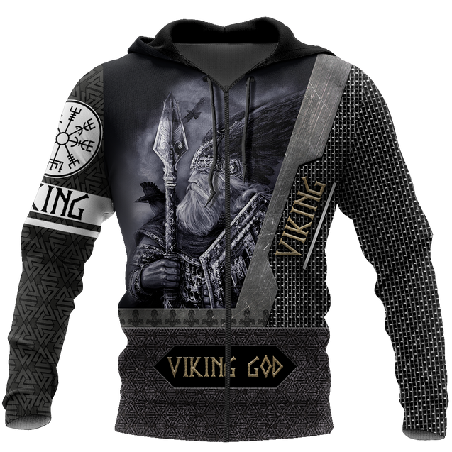 VIKING GOD 3D ALL OVER PRINTED-Apparel-HP Arts-ZIPPED HOODIE-S-Vibe Cosy™