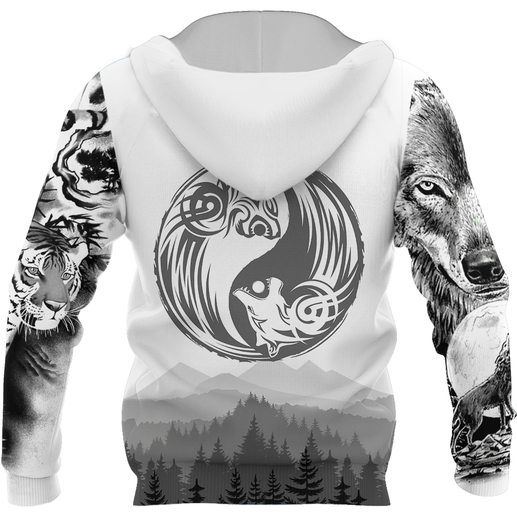 Wolf and tiger 3d hoodie shirt for men and women AM102034