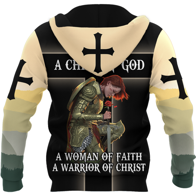 A CHILD OF GOD A WOMAN OF FAITH A WARRIOR OF CHRIST ALL OVER PRINTED SHIRTS-Apparel-HP Arts-Hoodie-S-Vibe Cosy™