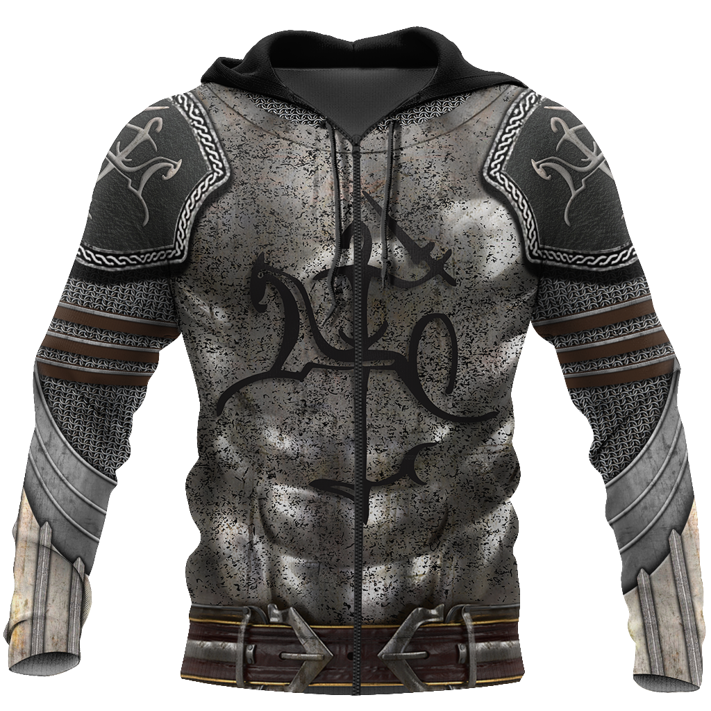 Lithuania Armor Knight Warrior Chainmail 3D All Over Printed Shirts For Men and Women AM120301-Apparel-TT-Zipped Hoodie-S-Vibe Cosy™