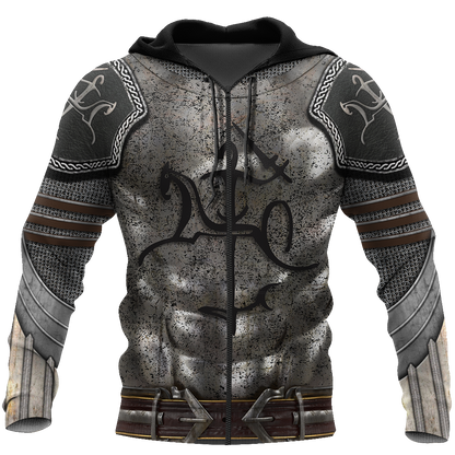Lithuania Armor Knight Warrior Chainmail 3D All Over Printed Shirts For Men and Women AM120301-Apparel-TT-Zipped Hoodie-S-Vibe Cosy™