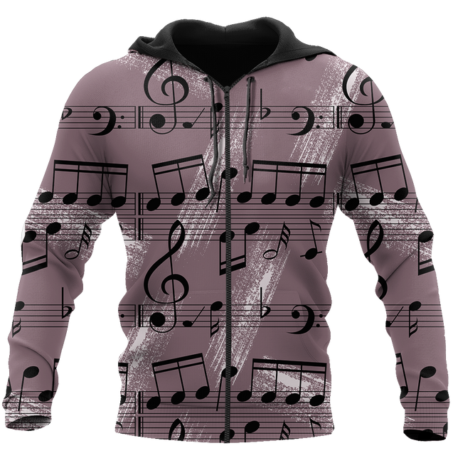 Musical Notes 3D All Over Printes-Apparel-HP Arts-Zipped Hoodie-S-Vibe Cosy™