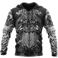 Odin Viking Tattoo Style Pullover-Apparel-HP Arts-Zipped Hoodie-S-Vibe Cosy™