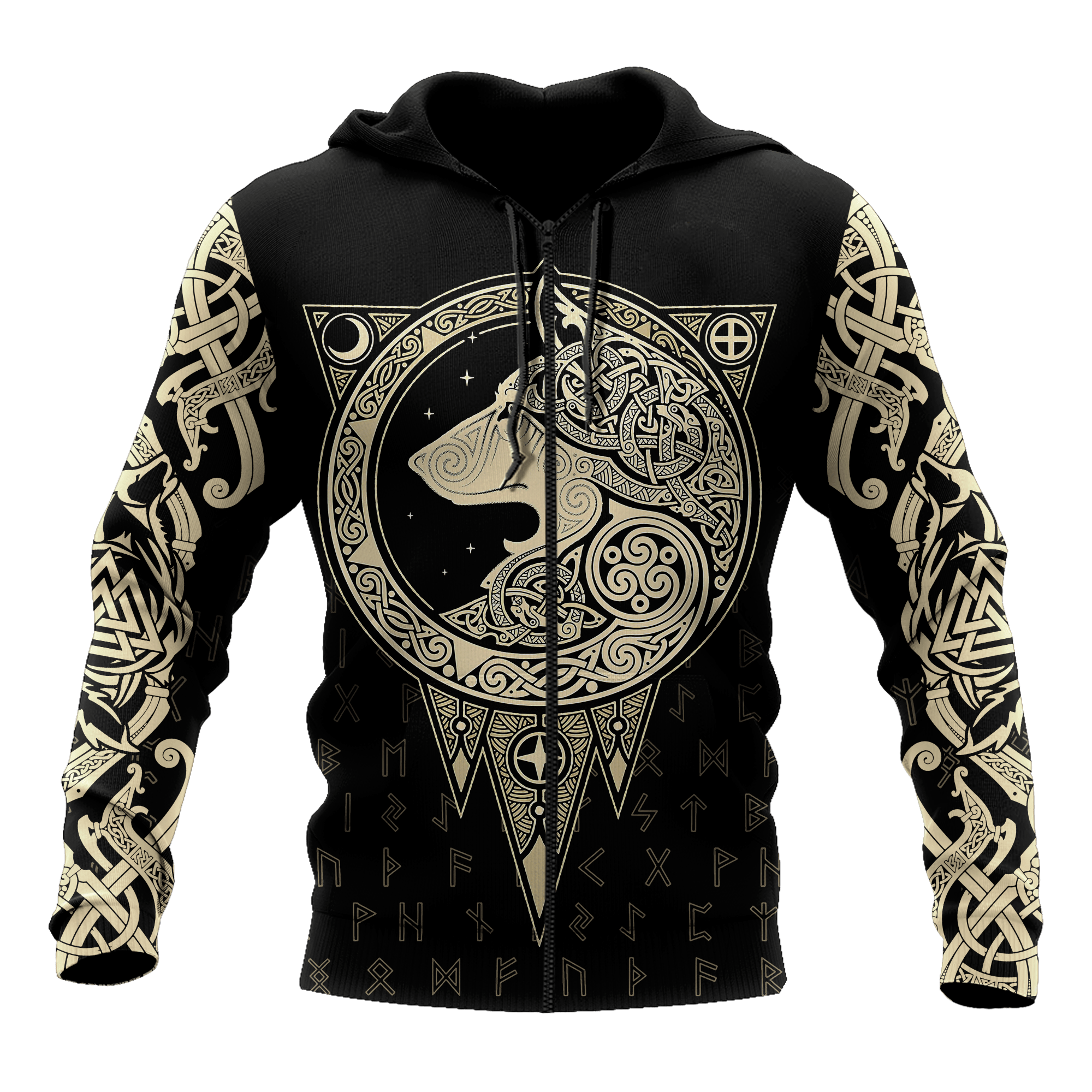 All Over Printed Viking Wolf Hoodie AM092055-MEI