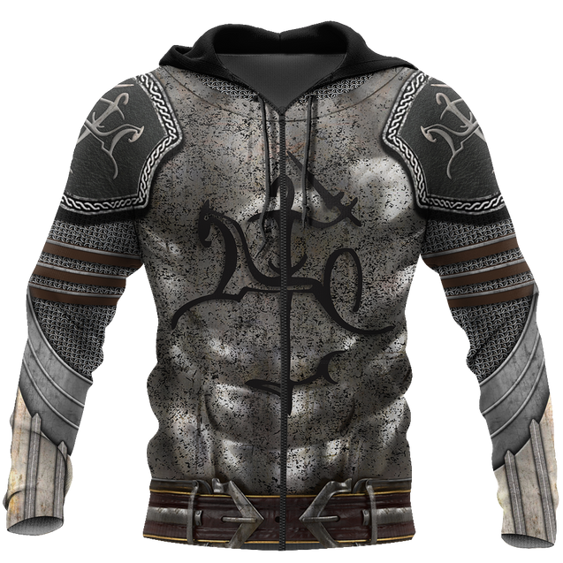 Lithuania Armor Knight Warrior Chainmail 3D All Over Printed Shirts For Men and Women AM120301-Apparel-TT-Zipped Hoodie-S-Vibe Cosy™