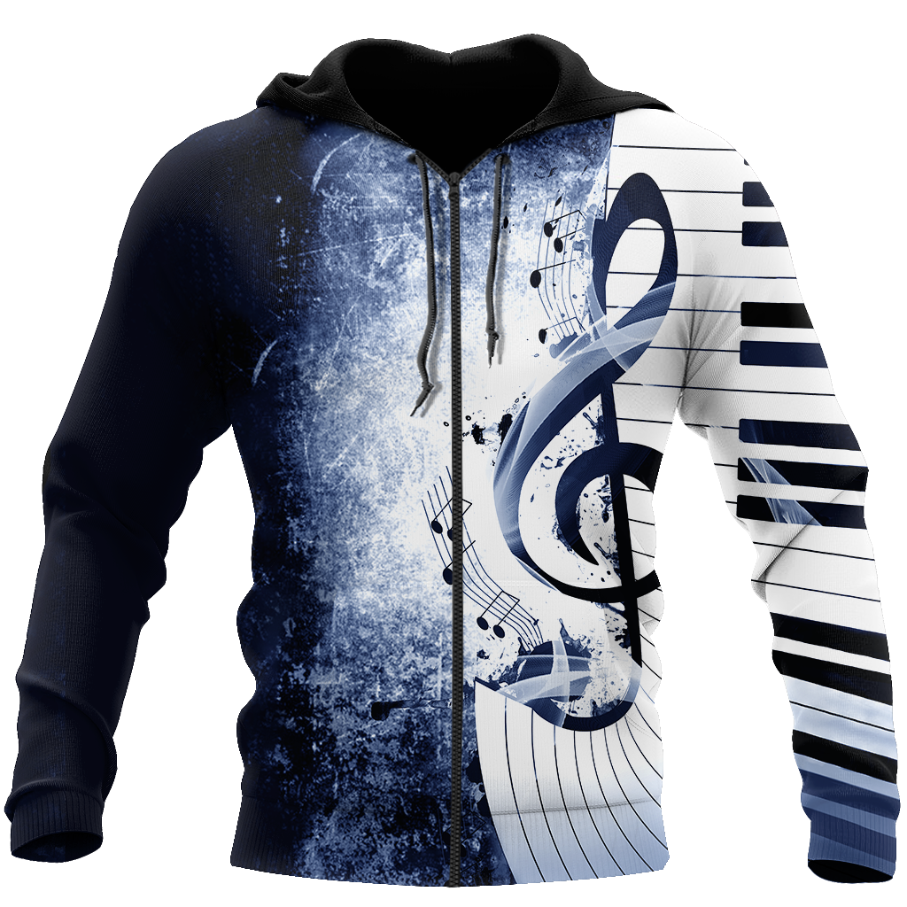 Music Notes Lady Loose 3D All Over Printes-Apparel-HP Arts-Zipped Hoodie-S-Vibe Cosy™