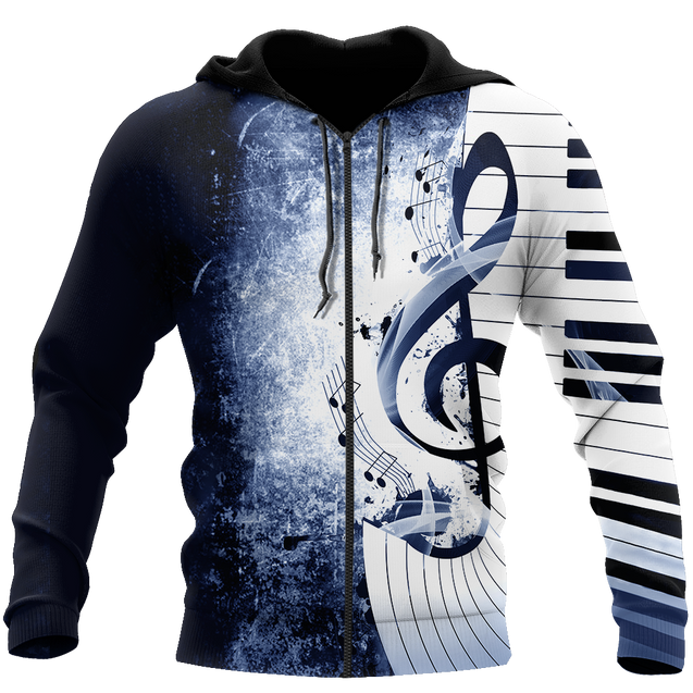 Music Notes Lady Loose 3D All Over Printes-Apparel-HP Arts-Zipped Hoodie-S-Vibe Cosy™