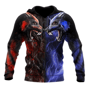 Red and blue wolf 3D hoodie shirt for men and women AM102013S