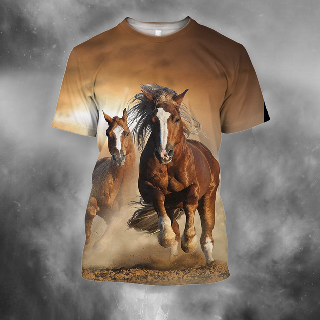 3D All Over Print Horses Running Together-Apparel-Phaethon-T-Shirt-S-Vibe Cosy™