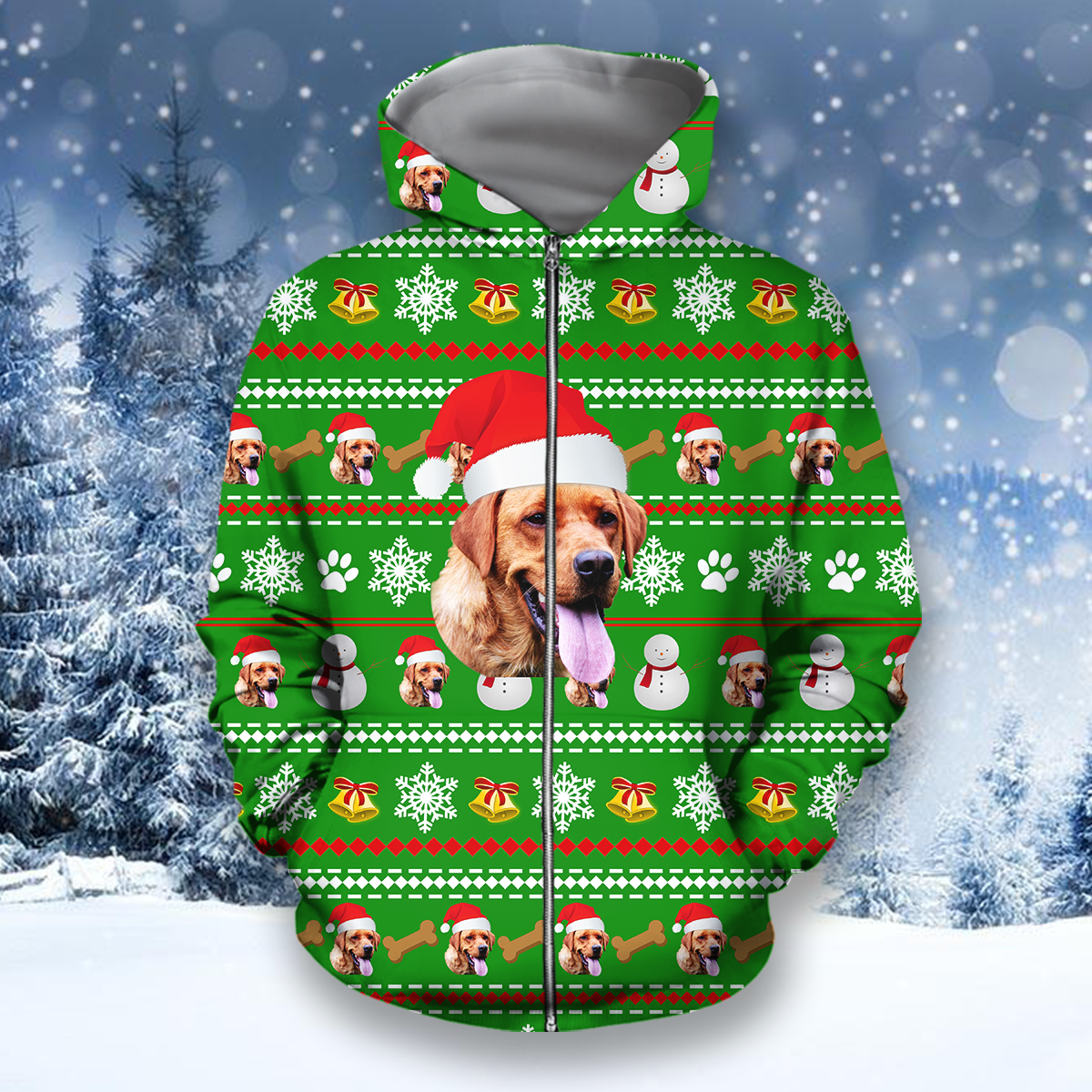3D All Over Print Dog Christmas-Apparel-HbArts-Zipped Hoodie-S-Vibe Cosy™