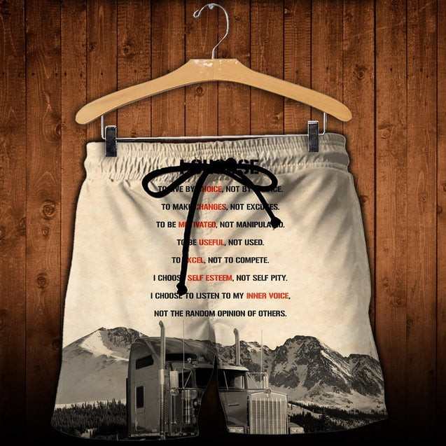 3D All Over Printed I choose to live by choice Trucker Shirts and Shorts-Apparel-HP Arts-SHORTS-S-Vibe Cosy™