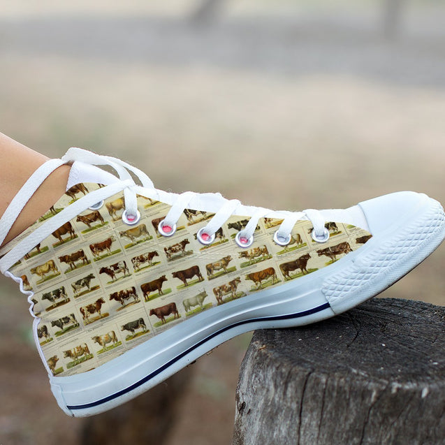 Cow Shoes-Shoes-HbArts-Womens High Top - White-US5.5 (EU36)-Vibe Cosy™