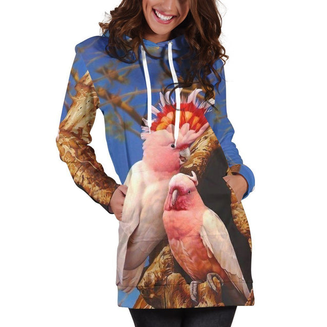 All Over Printed Parrots Tops Hoodie Dress-Apparel-PHL-Hoodie Dress-S-Vibe Cosy™