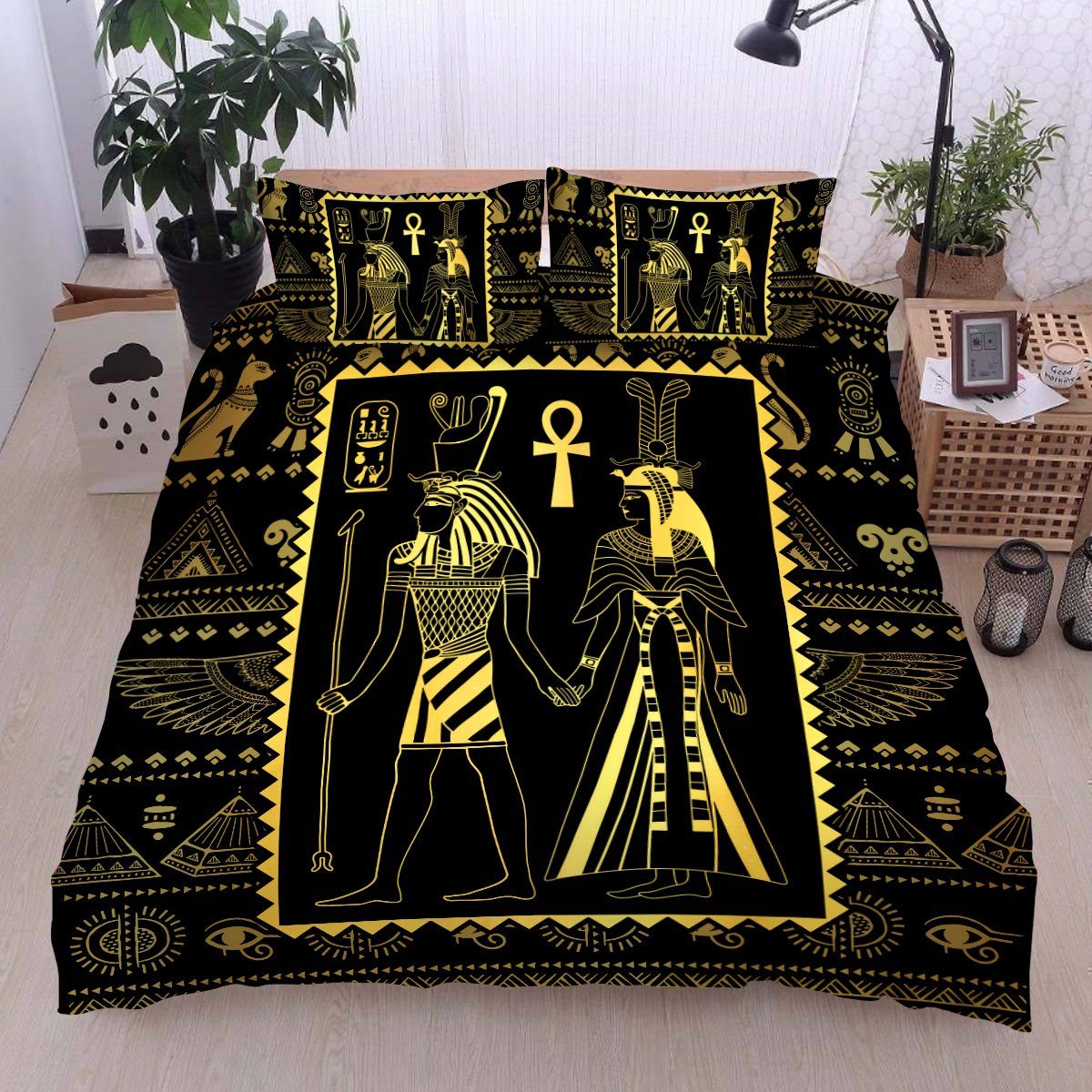 Ancient Egyptian Gods Black Bedding set