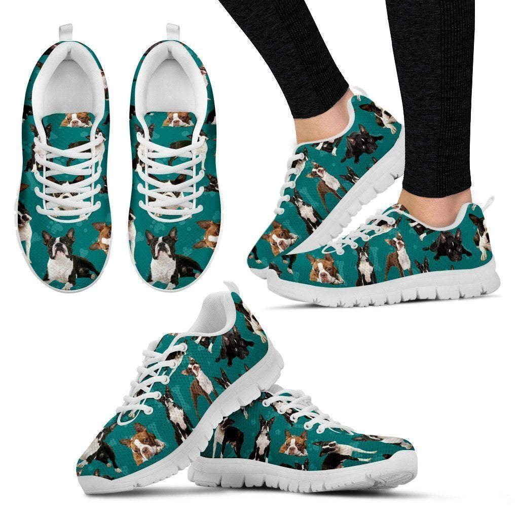Boston Terrier Women's Sneakers Style 1 (White)-6teenth World™-Women's Sneakers-US5 (EU35)-Vibe Cosy™