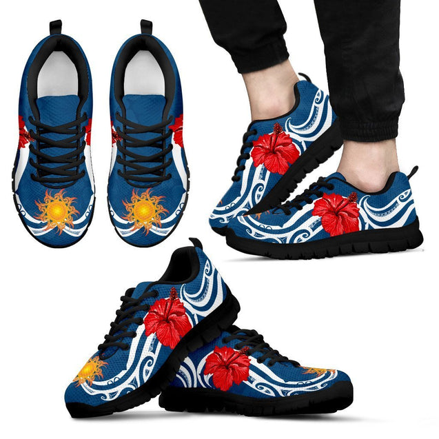 Hibiscus And Sun Sneakers - AH-SNEAKERS-Alohawaii-Men's Sneakers-US5 (EU38)-Black-Vibe Cosy™
