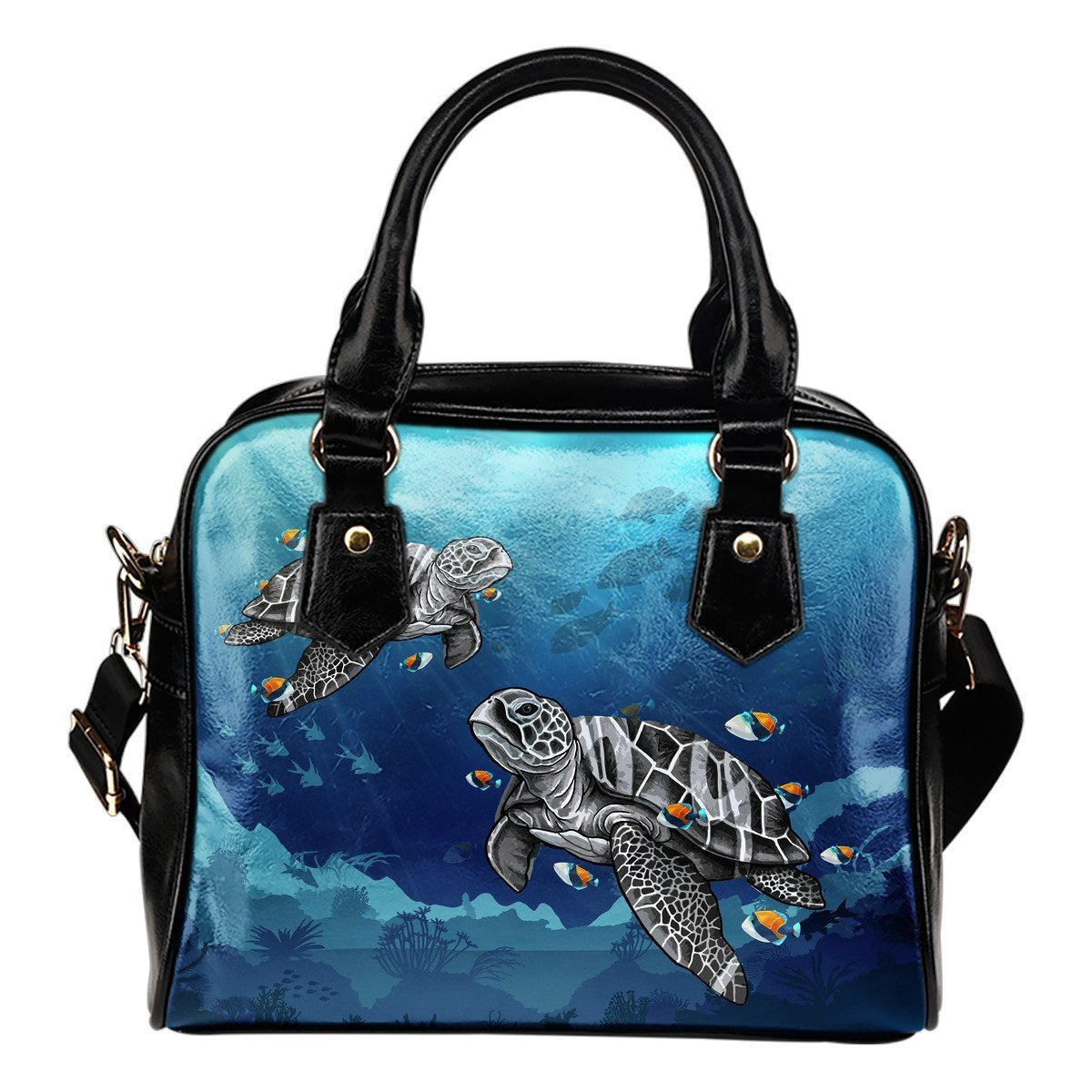 Turtle Shoulder Handbag 05 - AH-SHOULDER HANDBAGS-Alohawaii-Shoulder Handbag-Black-PU leather-Vibe Cosy™