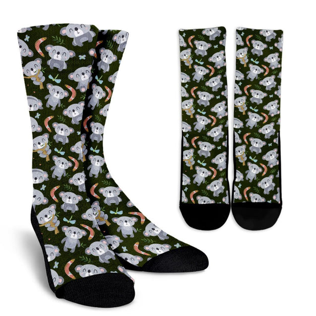 Australia Koalas Pattern Crew Socks NN6-SOCKS-HP Arts-Crew Socks - White - Australia-Small/Medium-Vibe Cosy™