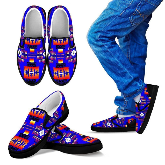 Seven Tribes Blue Sopo Kid's Slip Ons-6teenth World™-Kid's Slip Ons-11 CHILD (EU28)-Vibe Cosy™