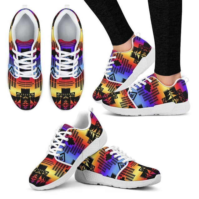 Seven Tribes Black with Sunset Women's Athletic Sneakers White Sole-6teenth World™-Women's Athletic Sneakers-US5 (EU35)-Vibe Cosy™