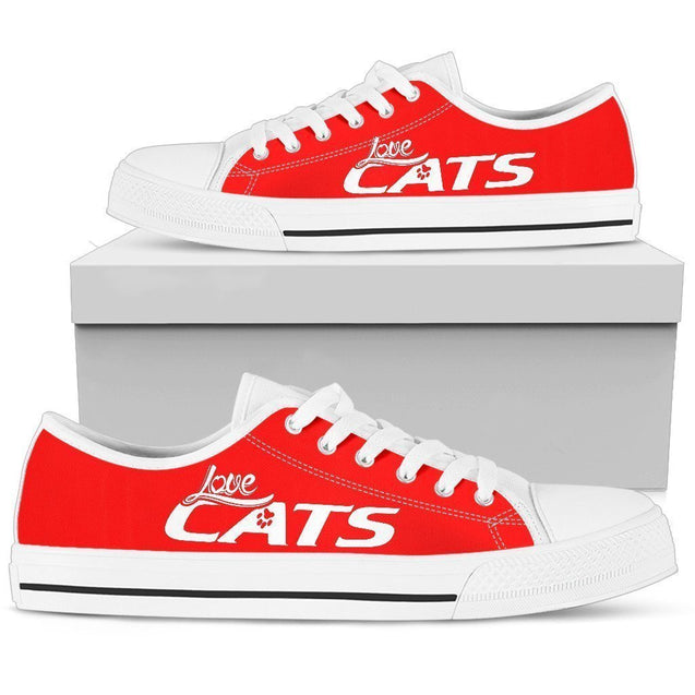 Love Cats Red Women's Low Top Shoe-6teenth World™-Women's Low Top Shoe-US5.5 (EU36)-Vibe Cosy™