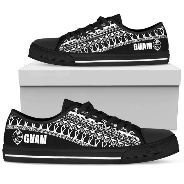 Guam Low Top Shoes - Latte Stone Black White - BN09-LOW TOP CANVAS SHOES-Polynesian Print-Men-US5 (EU38)-Black-Vibe Cosy™