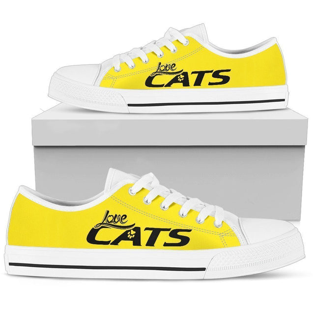 Love Cats Yellow Women's Low Top Shoe-6teenth World™-Women's Low Top Shoe-US5.5 (EU36)-Vibe Cosy™