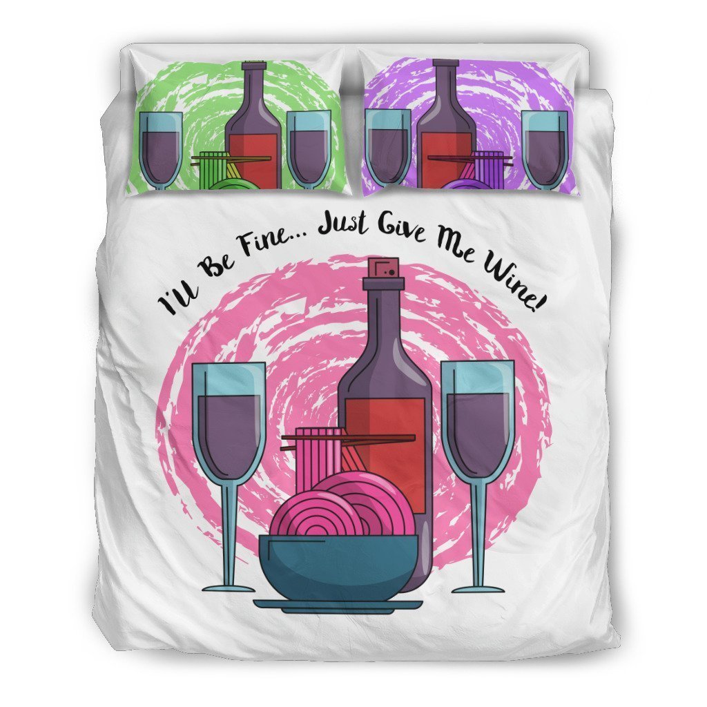 I'll Be Fine Just Give Me Wine Bedding Set-6teenth World™-Bedding Set-US Twin-Vibe Cosy™