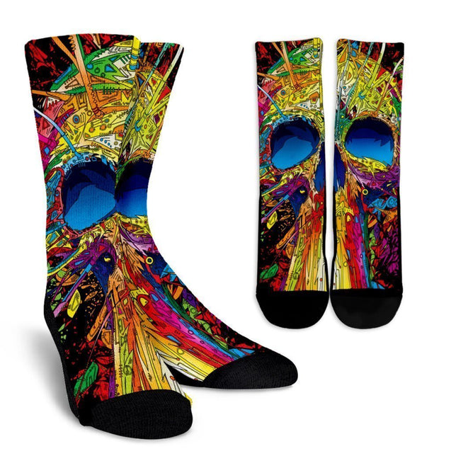 Sugar Skull Socks-socks-6teenth Outlet-Crew Socks - White - Sugar Skull Socks-Small/Medium-Vibe Cosy™