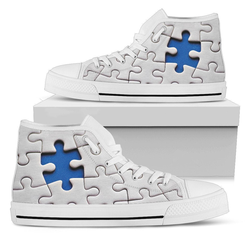 Autism Shoes-Shoes-6teenth Outlet-Mens High Top - White - Autism Shoes-US5 (EU38)-Vibe Cosy™