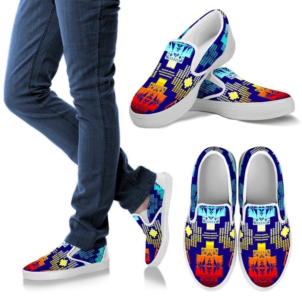 Blue Shades White Sole Men's Slip Ons-6teenth World™-Kid's Sneakers-US8 (EU40)-Vibe Cosy™